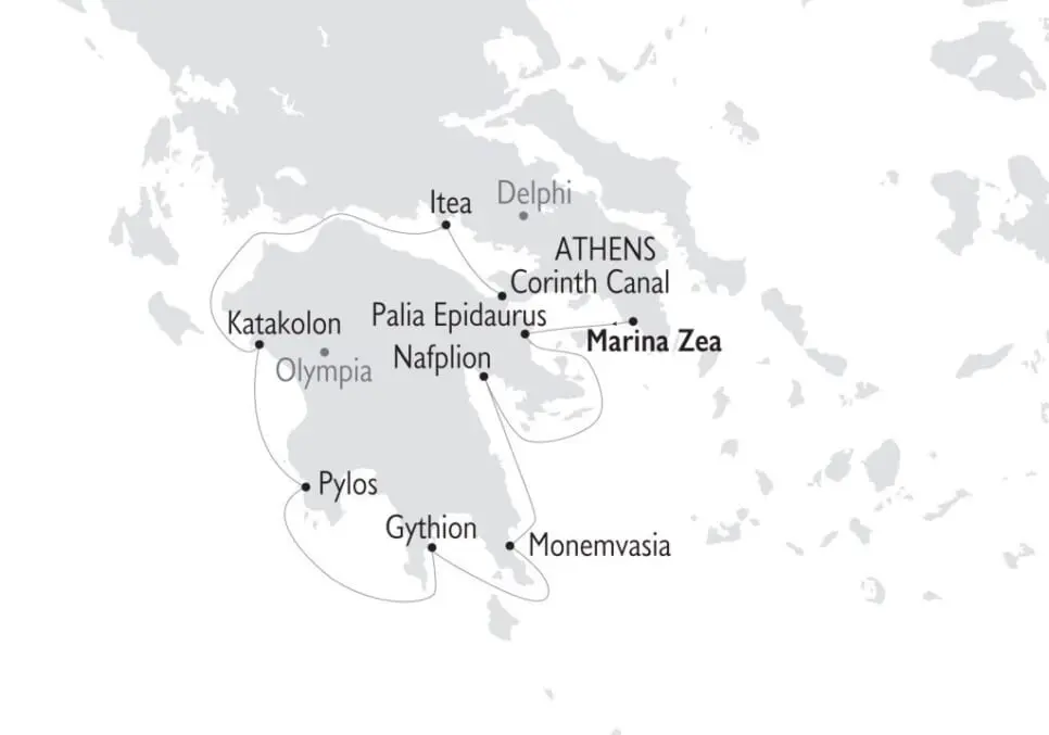 Map of the tour Antiquity to Byzantium