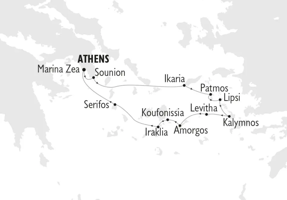 Tour of the cruise in Greece to the south-agean islands